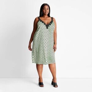 Kahlana Barfield Brown  Lace Trim Slip Dress Size L